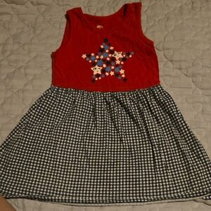Match Red Star Pattern Dress with Black Checkered Skirt